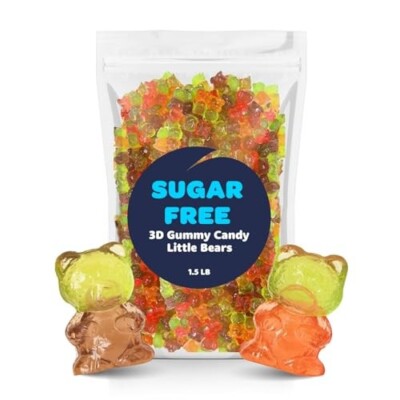 Sugar-Free Fruit Gummy Bears Candy 1.5 Pound Pack, Assorted Fruit Flavors