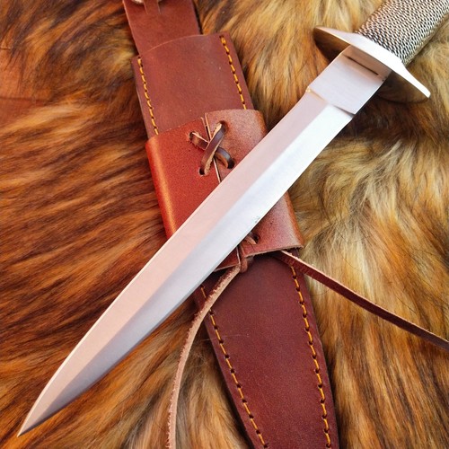 CUSTOM HANDMADE D2 TOOL STEEL HUNTING GERMAN DAGGER KNIFE W/SHEATH H-21 - Picture 3 of 10