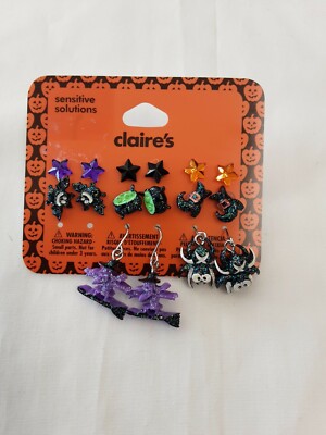 Claire's Halloween Pairs Of Glittery Earrings (6) Post (2
