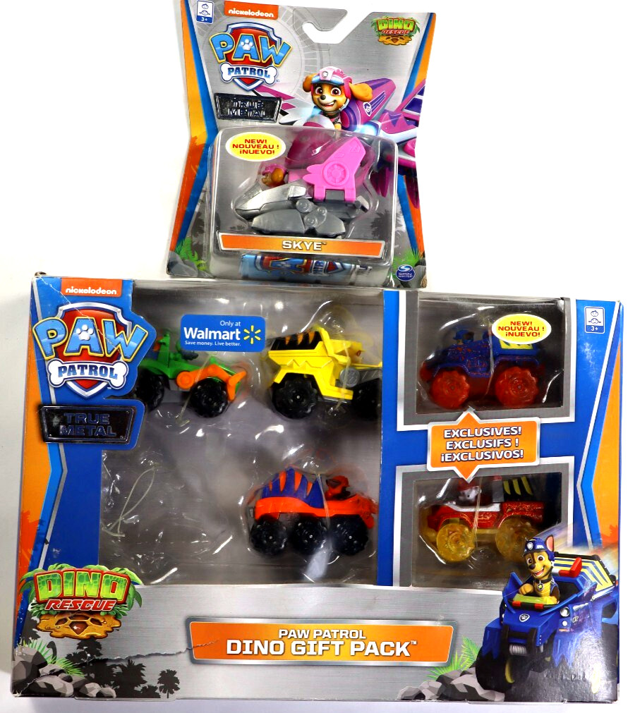 Paw Patrol True Metal Dino Rescate Paquete de Regalo - 2 Coches Exclusivos (Caja Dañada)