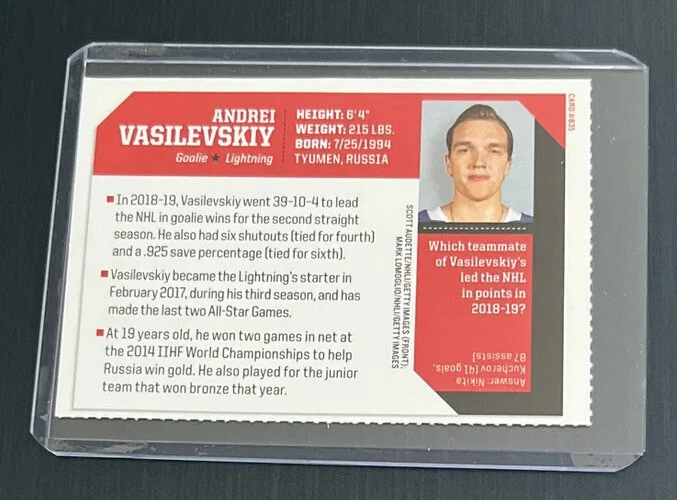Andrei Vasilevskiy RARE 2019 SI for Kids Lightning Goalie Stanley Cup Champs - Image 2 of 2