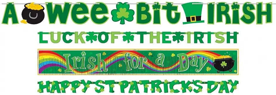 JUEGO DE PANCARTAS DECORACIONES DÍA DE SAN PATRICIO 4 EN 1 SUERTE DE LA FIESTA TEMÁTICA IRLANDESA Foto 2 de 4