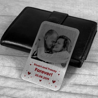 RED OCEAN Personalised Anniversary Gifts For Men Him Husband Novelty Metal Wallet Photo