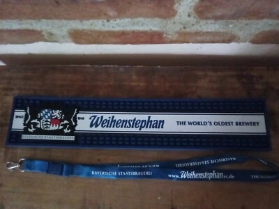 Tapis de bar neuf en caoutchouc 50 cm Weihenstephan et porte clé assorti - Photo 1/2
