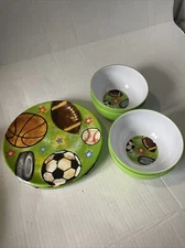 NEW Sports Themed Kids 4 Plate and 4 Bowl Set - Never Used