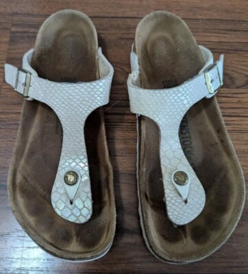 Birkenstock Gizeh Snake Cream Birkenstock Gizeh 847431 Shiny Snake