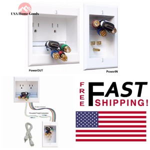 Details About Hdtv In Wall Dual Power Cable Management Kit Wall Mounted Outlet Cord Plate