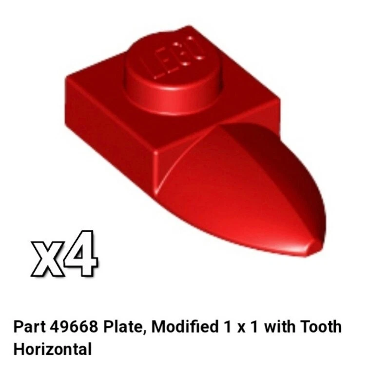 NEW LEGO Parts Red 49668 Qty 4 Plate Modified 1 x 1 with Tooth