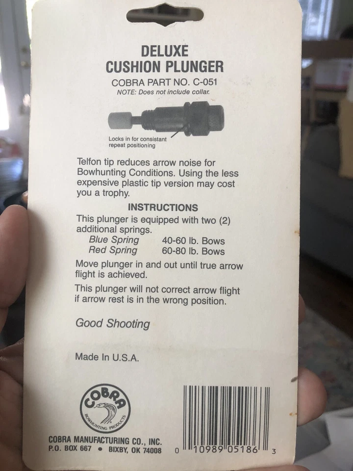 NEW ORIGINAL VINTAGE COBRA ARCHERY BRASS ARROW REST CUSHION PLUNGER USA MADE - Image 2 of 4