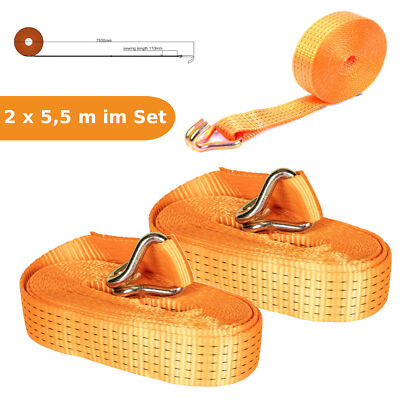 2x Spanngurt ohne Ratsche 5,5m 2500 daN Zurrgurt Ratschengurt Sicherungsgurt Set