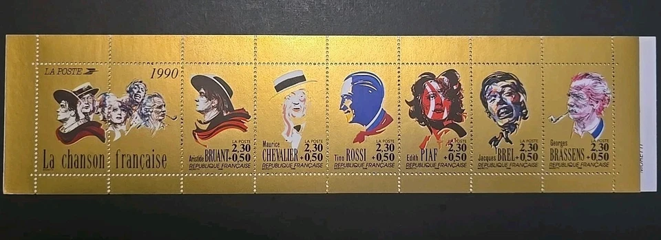 France Booklet Scott B620a Great Names In French Song 1990 VF MNH Semi-Postal - Image 2 of 4