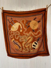 Foulard carré de soie Vintage marron Animaux Koala Kollection Cadeau Femme FO809