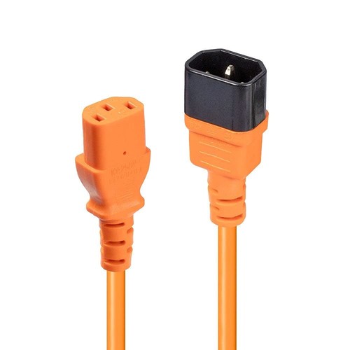 LINDY 30475 IEC C14 to IEC C13 Extension Power Cable, Orange, 2m 2m Orange - Afbeelding 2 van 10