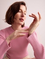 Marks & Spencer Womens Pink Cotton Crew Long sleeved Top - M&S