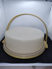 Vintage Tupperware 719 Pie Carrier Keeper Harvest Gold With Handle 