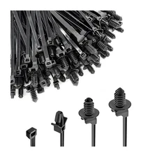 120PCS Car Push Mount Cable Zip Tie, Nylon Locking Cable Strap, Engine Bay Wi...