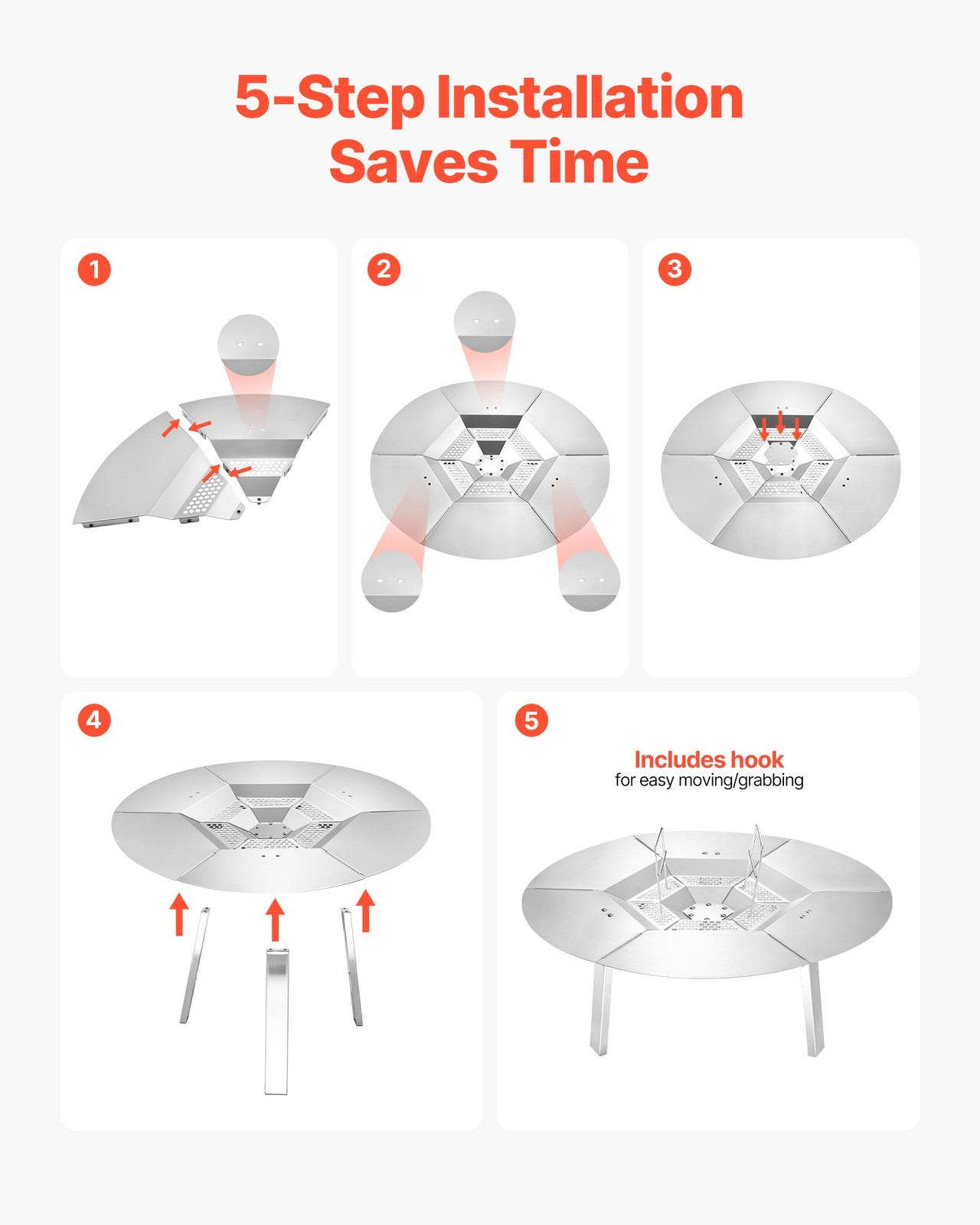 VEVOR Fire Pit Heat Deflector for Solo Stove Yukon, 25 inch Bonfire Round for Wo