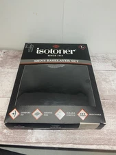 Isotoner Mens Baselayer Thermal Underwear Set Large Black Long Sleeve Top Pants