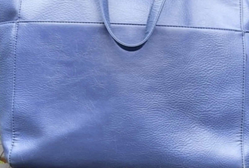 Levenger Blue Leather Tote Convertible Crossbody Handbag - Image 2 of 4