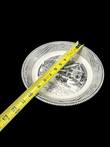 Royal China Pie Plate Jeannette Black & White Winter Farmhouse Transfer ware 10" - Picture 6 of 7
