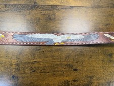 Vintage Hand Tooled Painted Leather Western Belt Made in Mexico Size 36 No Buckl
