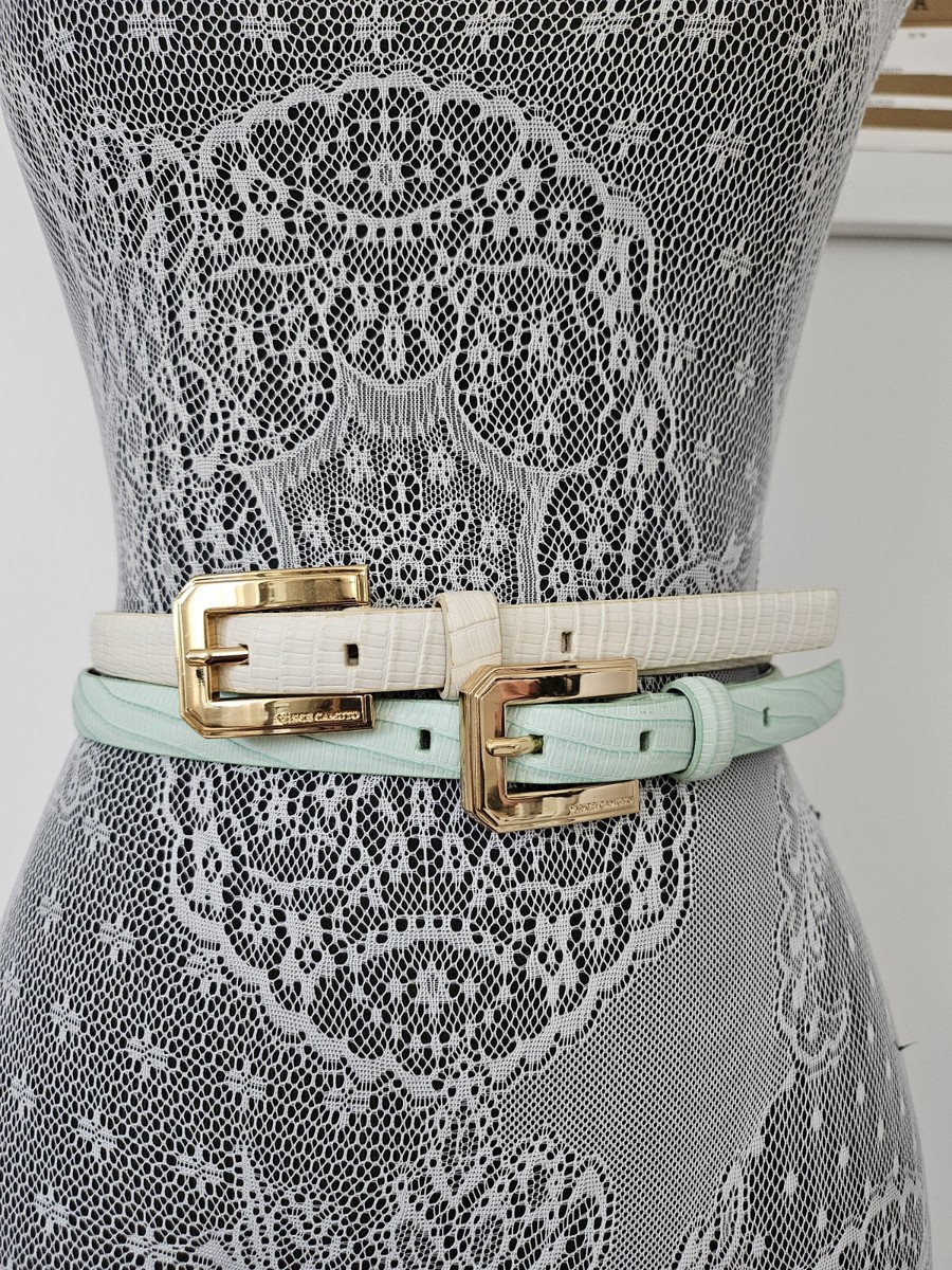 Vince Camuto 2 pack slim belt white and mint green | eBay display picture 3