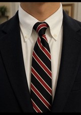 Brooks Brothers Makers All Silk Tie Made In England Navy Red White Striped