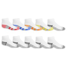 10 Pack Boys Durable Cushion Ankle Socks, Athletic, Cotton, Soft, Kids, Youth