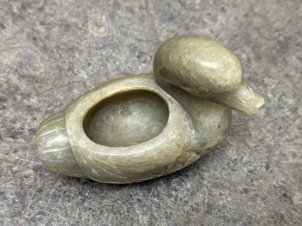 Talla de jade chino - Lavadora de cepillo en forma de pato, piedra académica” Foto 3 de 4