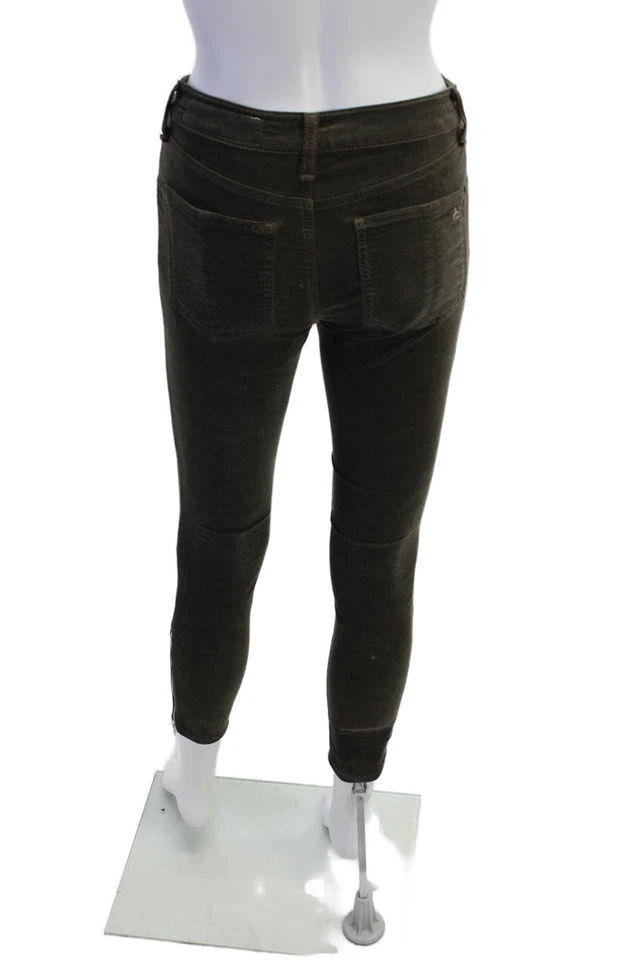 Pantalones ajustados Rag & Bone para mujer de algodón con cremallera y botones verde militar talla 25 EUR Foto 3 de 4