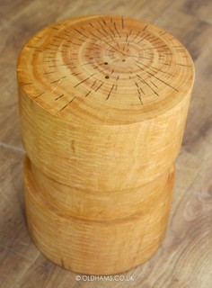 Vintage Style Wooden Stool / Side Table Tree Rings / Grain 43CM High