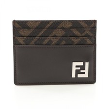 FENDI FF logo Card Case FF2F1Q1C leather PVC coated canvas Brown Black NEW mens