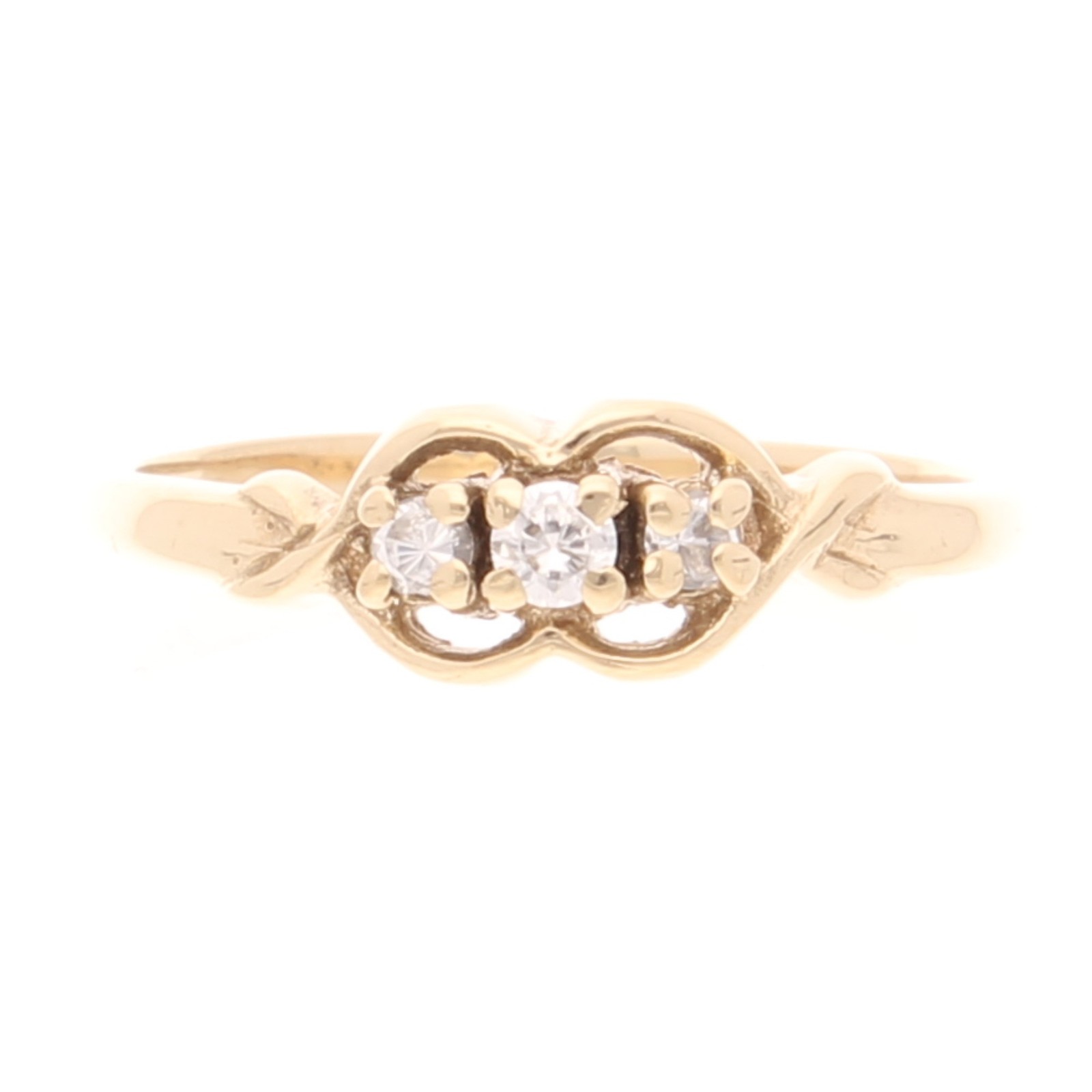 9Carat Yellow Gold 0.05ct Diamond Three-Stone Ring (Size O) 5.5mm Widest