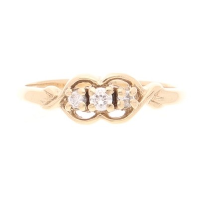 Ring 9 Karat Gelbgold 0,05 kt Diamant Dreisteine (Größe O) 5,5 mm breitster