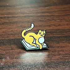 Cartoon Cat Laying On A Book Cute Lapel Hat Pin