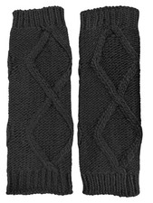 N'Ice Caps Girls Leg Warmers Cable Knit Kids Warm 8-12 Years, Black