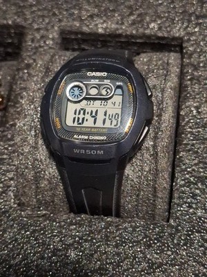 Casio Illuminator Watch Men 2963 W-210 41mm Blue Case Digital Alarm Chrono