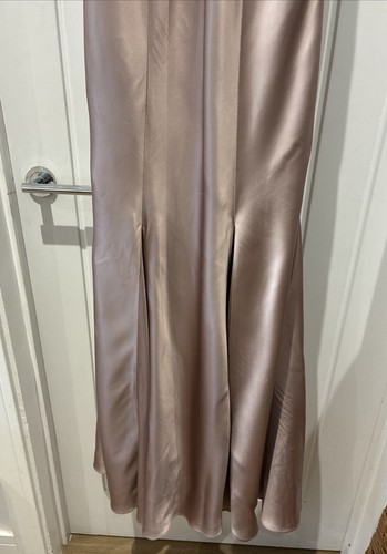KAREN MILLEN Evening Dress Dusky Pink Satin Full Length Fishtail Size 10-12 Uk - Picture 17 of 23