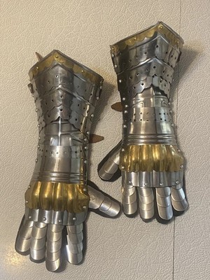 Mittelalter Ritter Kreuzritter einzigartige Rüstung Paar Messing Akzente Stul...