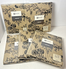 5 NEW JCPenney Valances Toile Check Black Tan 80x18" French Country 023184