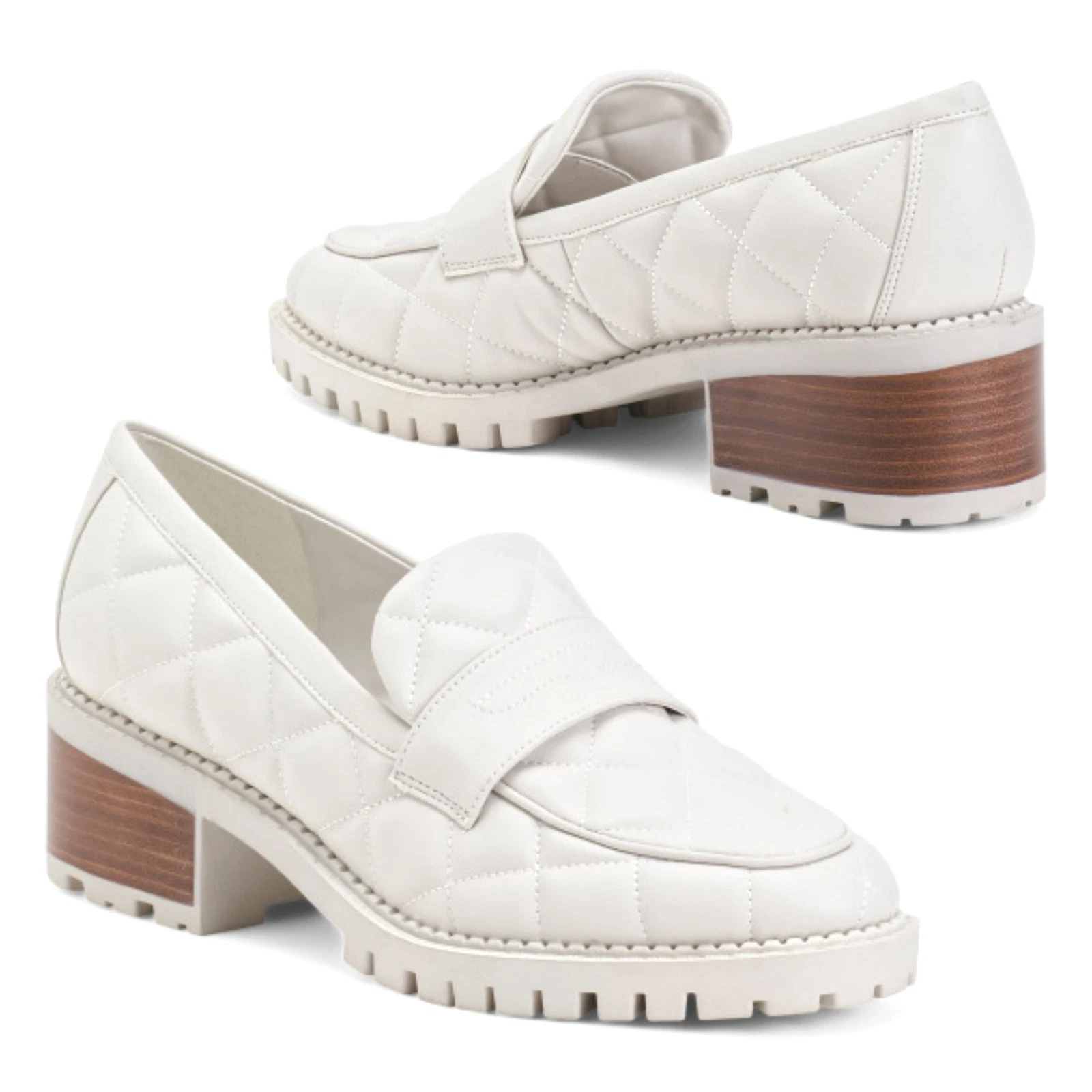 NWT Marc Fisher Womens Dantea Quilted Stacked Heel Comfort Shoes Loafers 8.5, 9