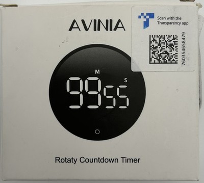 AVINIA Digitaler Küchen-Timer mit Drehrad, LCD-Display, Magnethalter & Alarm