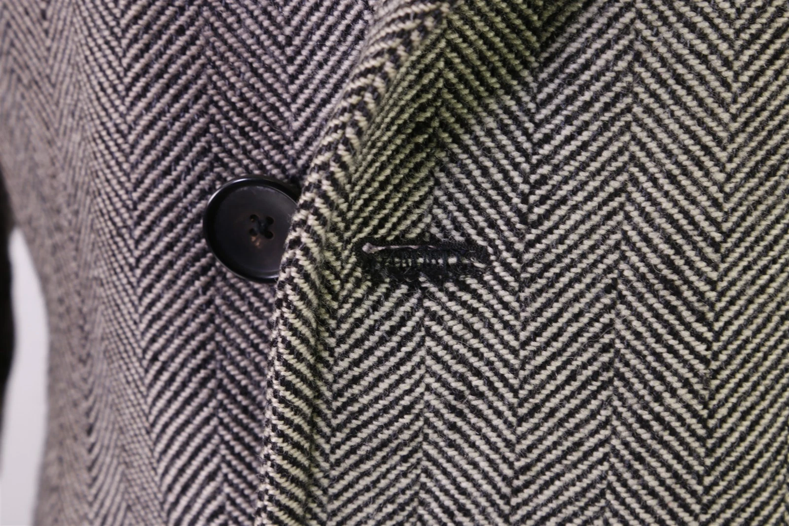 Tom Ford Black Tan Tweed Herringbone Wool Silk Double Breasted Overcoat 38 40 - product detail image 8