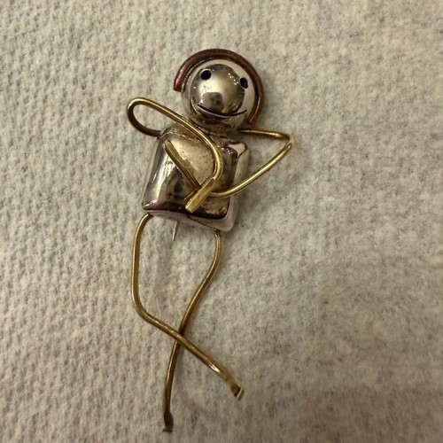 Artisan Stick Figure Sterling Silver Artisan Brooch