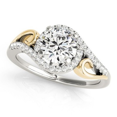 Elegant! 2 kt DE/VS Lab Grown runder Diamant Halo Verlobungsring 18 K Gelbgold