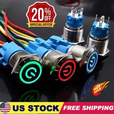 16mm/0.63'' Waterproof LATCH ON/OFF Stainless Steel Push Button Switch 12V LED