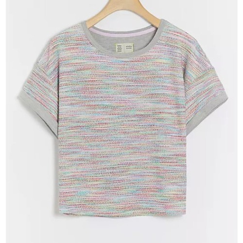 Anthropologie Saturday Sunday Aphra Space-Dyed Knit Top S Sweater Short Sleeve