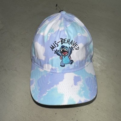 DISNEY STITCH MISBEHAVED TIE DYE HAT ADJUSTABLE BLUE WHITE PURPLE Lilo Movie Cap