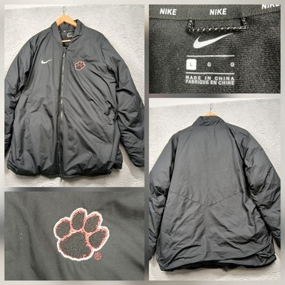 Nike Men's L Black Full Zip Bomber Jacket Red Paw Logo Embroidered