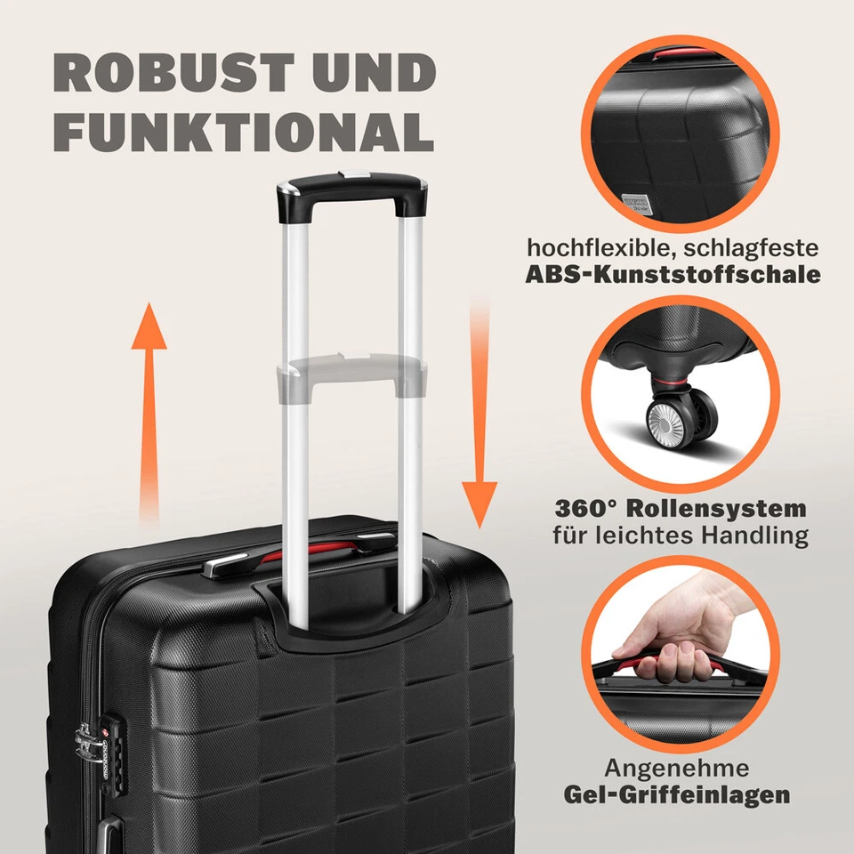 MONZANA® Kofferset 3tlg Trolley Reisekoffer Hartschale M L XL Koffer Rollen Case - Bild 4 von 4